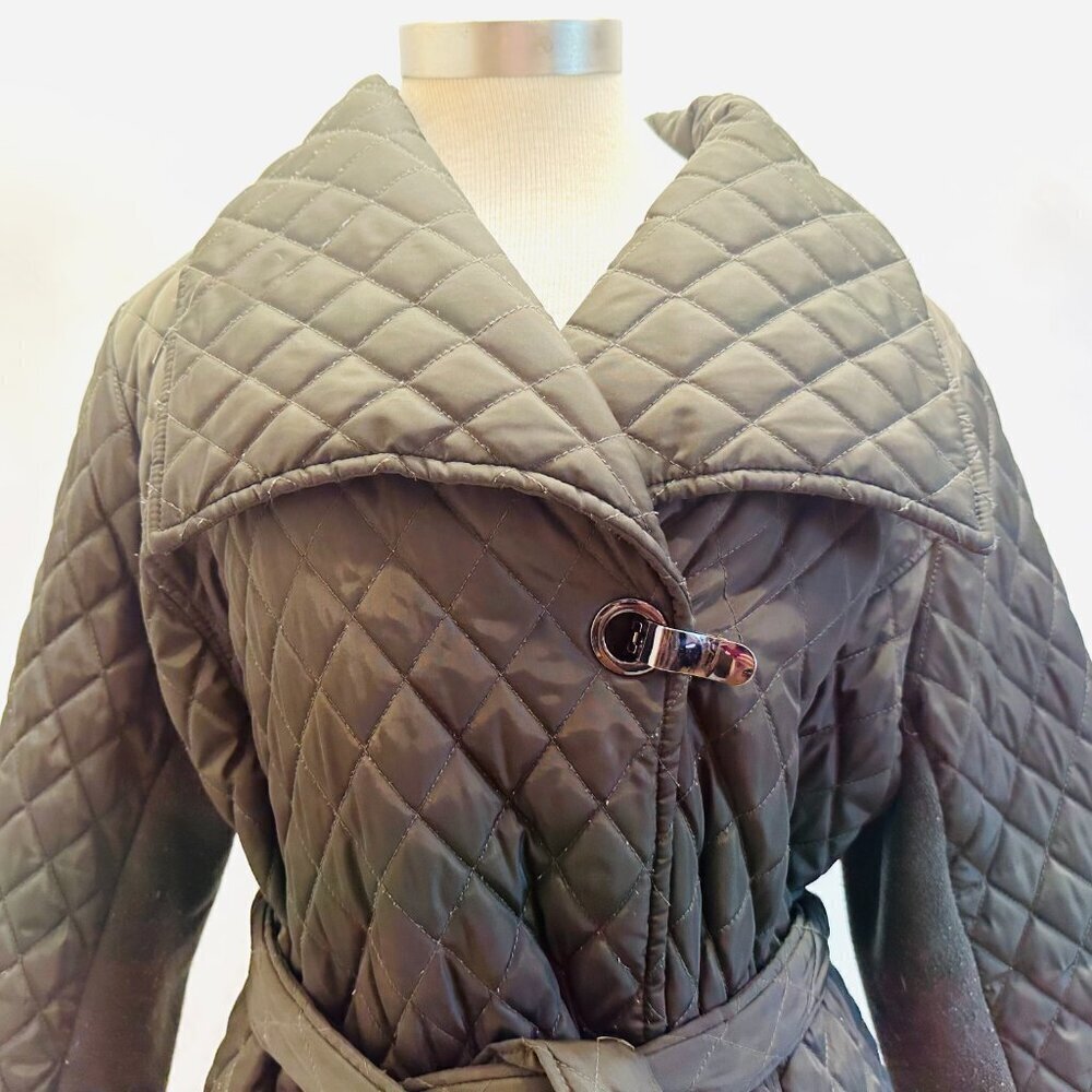 WESTPORT Button Down Snap Button Tie at the Waist Green Quilted Jacket Size 1X - Picture 3 of 12
